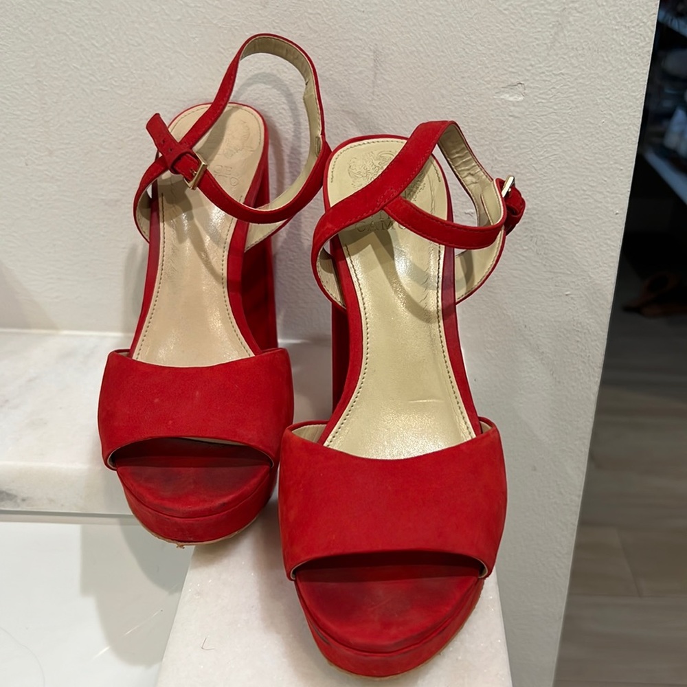 Red platform vince camuto heels